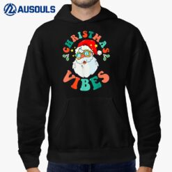 Retro Groovy Merry Christmas Vibes Funny Santa Claus Holiday Hoodie
