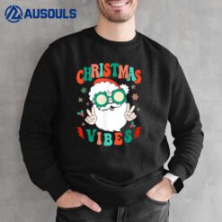 Retro Groovy Merry Christmas Vibes Funny Santa Claus Holiday Sweatshirt