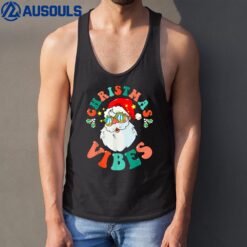 Retro Groovy Merry Christmas Vibes Funny Santa Claus Holiday Tank Top