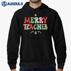 Retro Groovy Merry Teacher Christmas Funny Xmas Holiday Hoodie