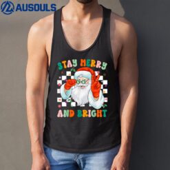 Retro Groovy Stay Merry And Bright Santa Claus Holiday Tank Top