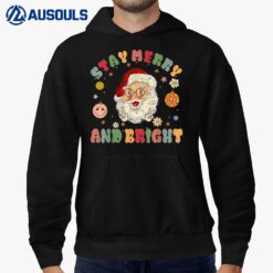 Retro Groovy Stay Merry & Bright Christmas Cute Santa Claus  Ver 2 Hoodie