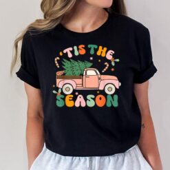 Retro Groovy Tis The Season Christmas Cute Santa Truck Xmas T-Shirt