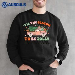 Retro Groovy Tis The Season To Be Jolly Christmas Santa Xmas Sweatshirt