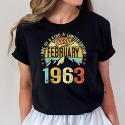 Retro Mens 60th Birthday Gift 60 Years Vintage February 1963 T-Shirt