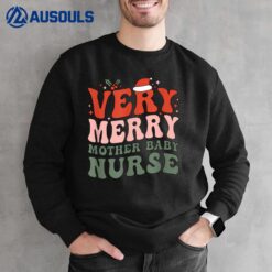 Retro Merry Mother Baby Nurse Christmas Postpartum Nurse Sweatshirt