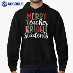 Retro Merry Teacher Bright Students Funny Christmas Teacher Hoodie