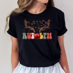 Retro Rudolph Red Nose Reindeer Christmas Xmas Groovy T-Shirt