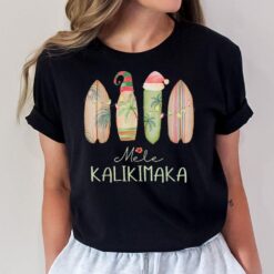 Retro Surfboard Santa Hat Mele Kalikimaka Hawaiian Christmas T-Shirt