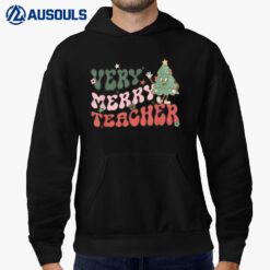 Retro Teacher Christmas Shirts Very Merry Teacher Hoodie