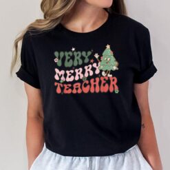 Retro Teacher Christmas Shirts Very Merry Teacher T-Shirt