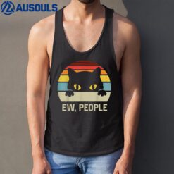 Retro Vintage Cat Shirt Ew People Introvert Anti Social Tank Top