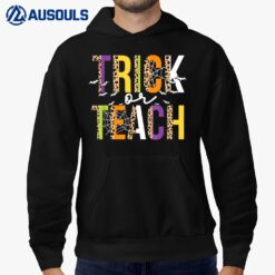 Retro Vintage Groovy Trick Or Teach Halloween Teacher Hoodie