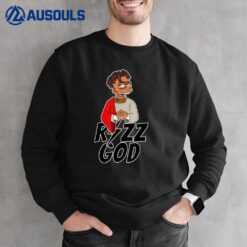 Rizz God Trap Cartoon Emote Rap Drip Streamer Popular Slang Sweatshirt
