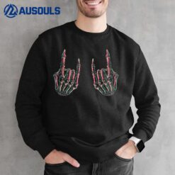 Rock On Rock Star Skeleton Hands - Concert Band Graphic Sweatshirt