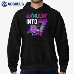 Rollin' Into 7 Roller Skating Rink 7th Birthday Party Girls Hoodie