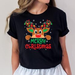 Rudolph Red Nose Reindeer Merry Christmas Light Funny Xmas T-Shirt