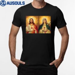 Sacred Heart and Immaculate Heart Picture Jesus And Mary Ver 1 T-Shirt