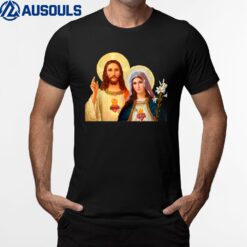 Sacred Heart and Immaculate Heart Picture Jesus And Mary Ver 3 T-Shirt