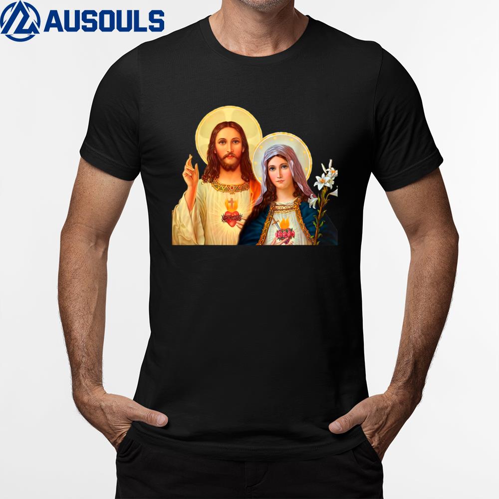 Sacred Heart and Immaculate Heart Picture Jesus And Mary Ver 3 T-Shirt Hoodie Sweatshirt For Men Women