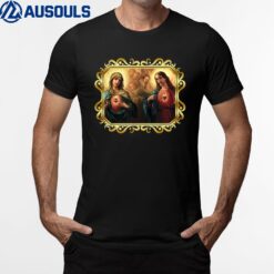 Sacred Heart and Immaculate Heart Picture Jesus and Mary T-Shirt