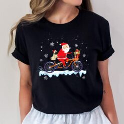Santa And Pug Dog Riding Bicycle Family Christmas Santa Xmas T-Shirt