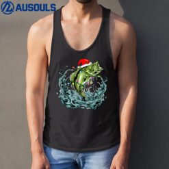 Santa Bass Fishing Christmas For Men Funny Fishermen Xmas Tank Top