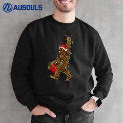 Santa Bigfoot Christmas Lights Rock Funny Sasquatch Believe Sweatshirt