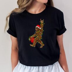 Santa Bigfoot Christmas Lights Rock Funny Sasquatch Believe T-Shirt