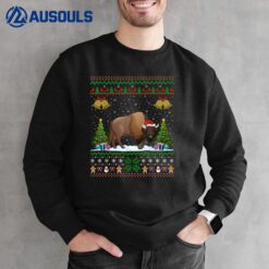 Santa Bison Animal Xmas Lighting Bison Christmas Sweatshirt