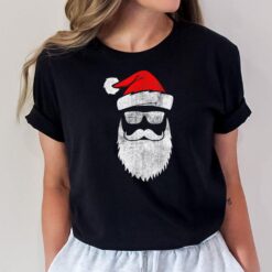 Santa Claus Face Sunglasses With Hat Beard Christmas Boy Men T-Shirt