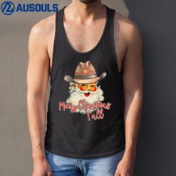 Santa Claus Merry Christmas Y'all Western Country Cowboy Tank Top