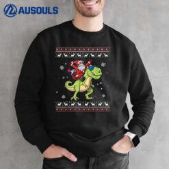 Santa Claus Riding Dinosaur T Rex Christmas Ugly Xmas Boys Sweatshirt