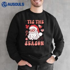 Santa Claus Tis The Season Groovy Floral Hippie Christmas Sweatshirt