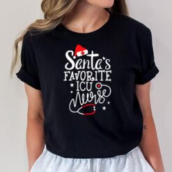 Santa Favorite ICU Nurse Santa Hat Stethoscope Christmas T-Shirt