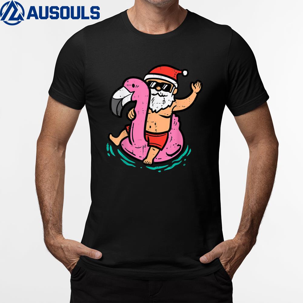 Santa Flamingo Floatie Funny Christmas In July T-Shirt Hoodie Sweatshirt For Men Women