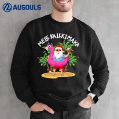 Santa Flamingo Mele Kalikimaka Tropical Christmas Hawaiian Sweatshirt