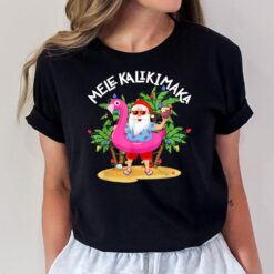 Santa Flamingo Mele Kalikimaka Tropical Christmas Hawaiian T-Shirt