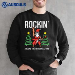 Santa Guitar Rockin Christmas Tree Funny Xmas Rocker Men Boy Sweatshirt