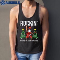 Santa Guitar Rockin Christmas Tree Funny Xmas Rocker Men Boy Tank Top