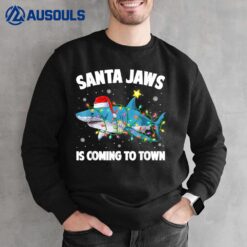 Santa Jaws Shark Christmas Lights Merry Sharkmas Xmas Boys Sweatshirt