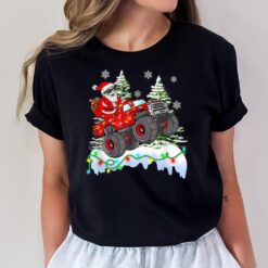 Santa Riding Monster Truck Christmas Tree Boys Girls Pajamas T-Shirt