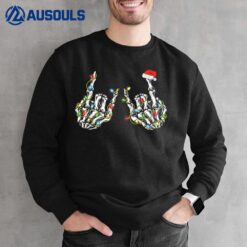 Santa Rocker Skeleton Hand Rock Christmas Pajamas Xmas  Ver 2 Sweatshirt