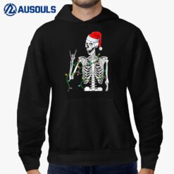 Santa Rocker Skeleton Hand Rock Christmas Pajamas Xmas Hoodie