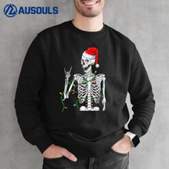 Santa Rocker Skeleton Hand Rock Christmas Pajamas Xmas Sweatshirt