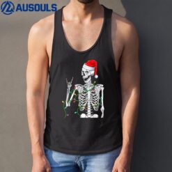 Santa Rocker Skeleton Hand Rock Christmas Pajamas Xmas Tank Top