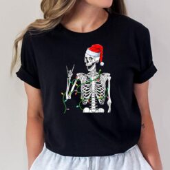 Santa Rocker Skeleton Hand Rock Christmas Pajamas Xmas T-Shirt