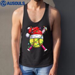 Santa Sports Design- Women Girls Christmas Softball Player Tank Top