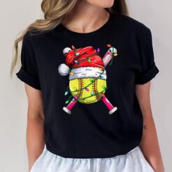Santa Sports Design- Women Girls Christmas Softball Player T-Shirt
