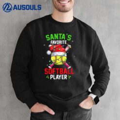 Santa's Favorite Softball Player Christmas Pajama Matching Sweatshirt